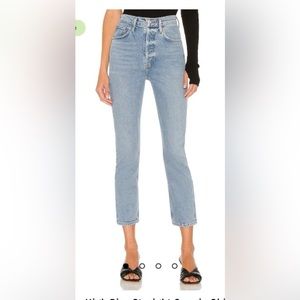 Agolde Riley High Rise Crop in Shiver Buttonfly size 31